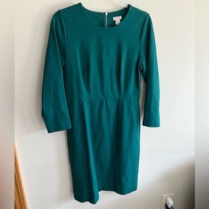 J. Crew Green 3-quarter Sleeve Sheath Dress